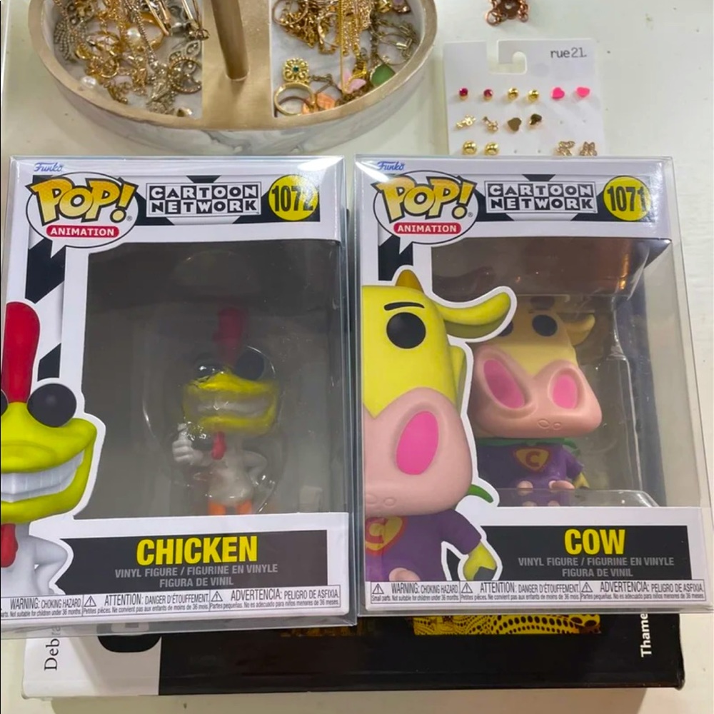 Chicken and Cow Funko pops